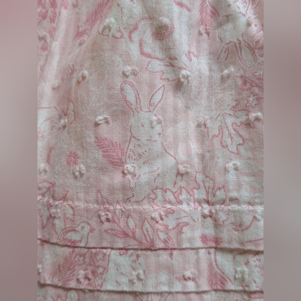 ✨HP✨NWT Cynthia Rowley Pink/Soft White Bunny Print Baby Dress Set Size 3-6months - Picture 7 of 10